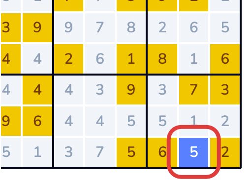 How to play Swudoku - Image showing selecting a tile in a Swudoku Board