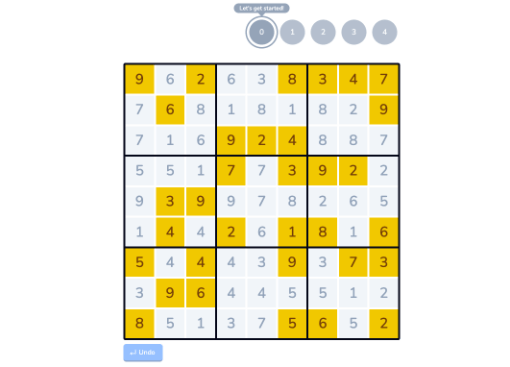 How to play Swudoku - Image showing a starting Swudoko Board